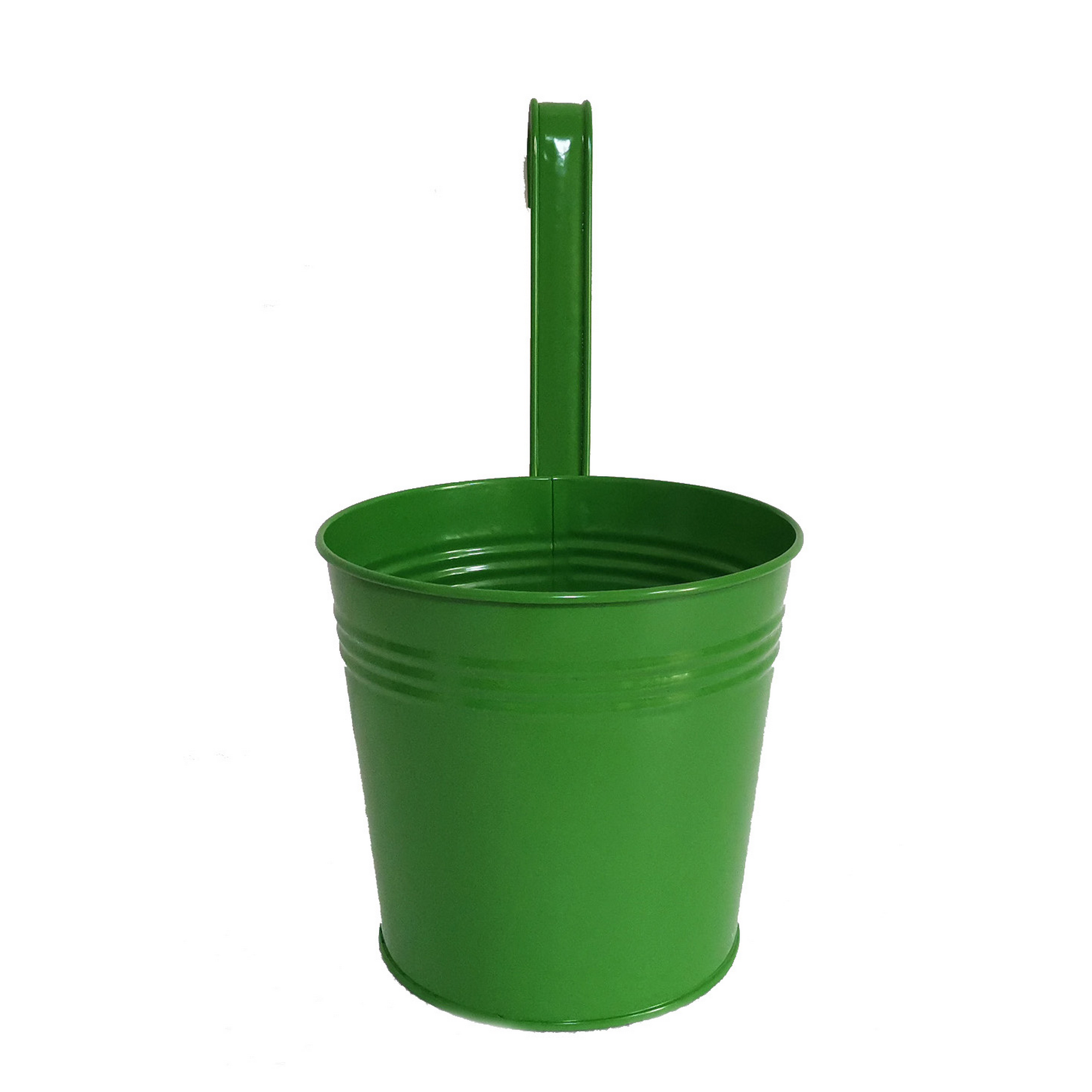 Grüner Zink-Hängetopf mit Henkel