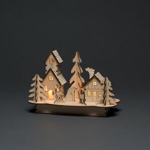 LED-Holzsilhouette 'Haus und Tieren' 4 LEDs warmweiß 23,8 cm x 13 cm