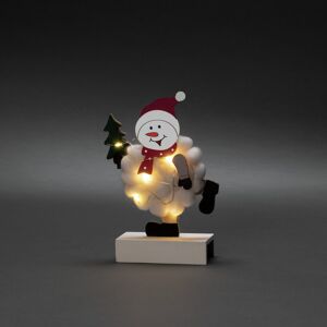 LED-Holzsilhouette 'Schneemann mit Baumwolle' 6 LEDs warmweiß 13,3 x 5,3 cm
