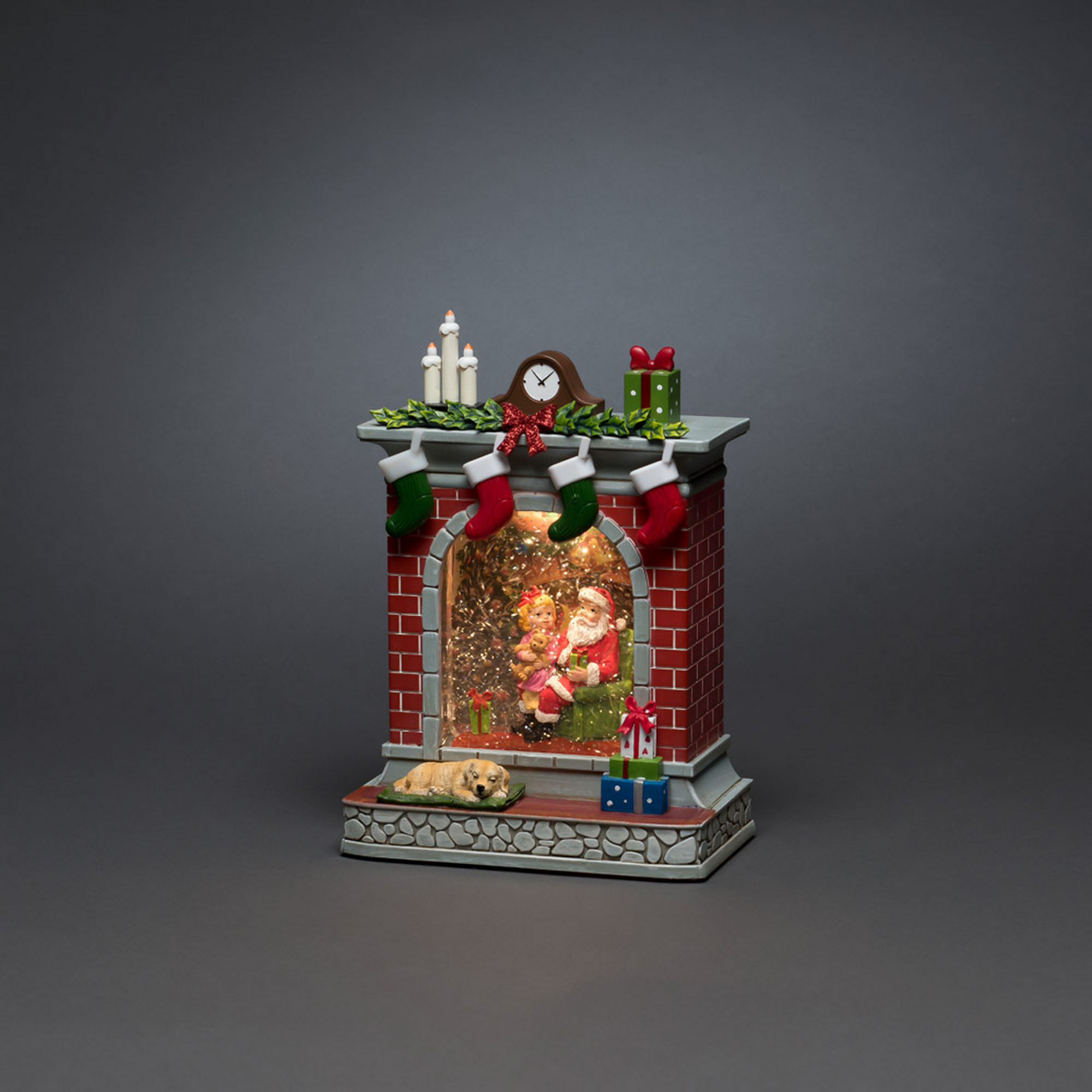LED-Wasserlaterne 'Kamin mit Weihnachtsmann und Mädchen' 1 LED warmweiß 18 x 10 cm + product picture