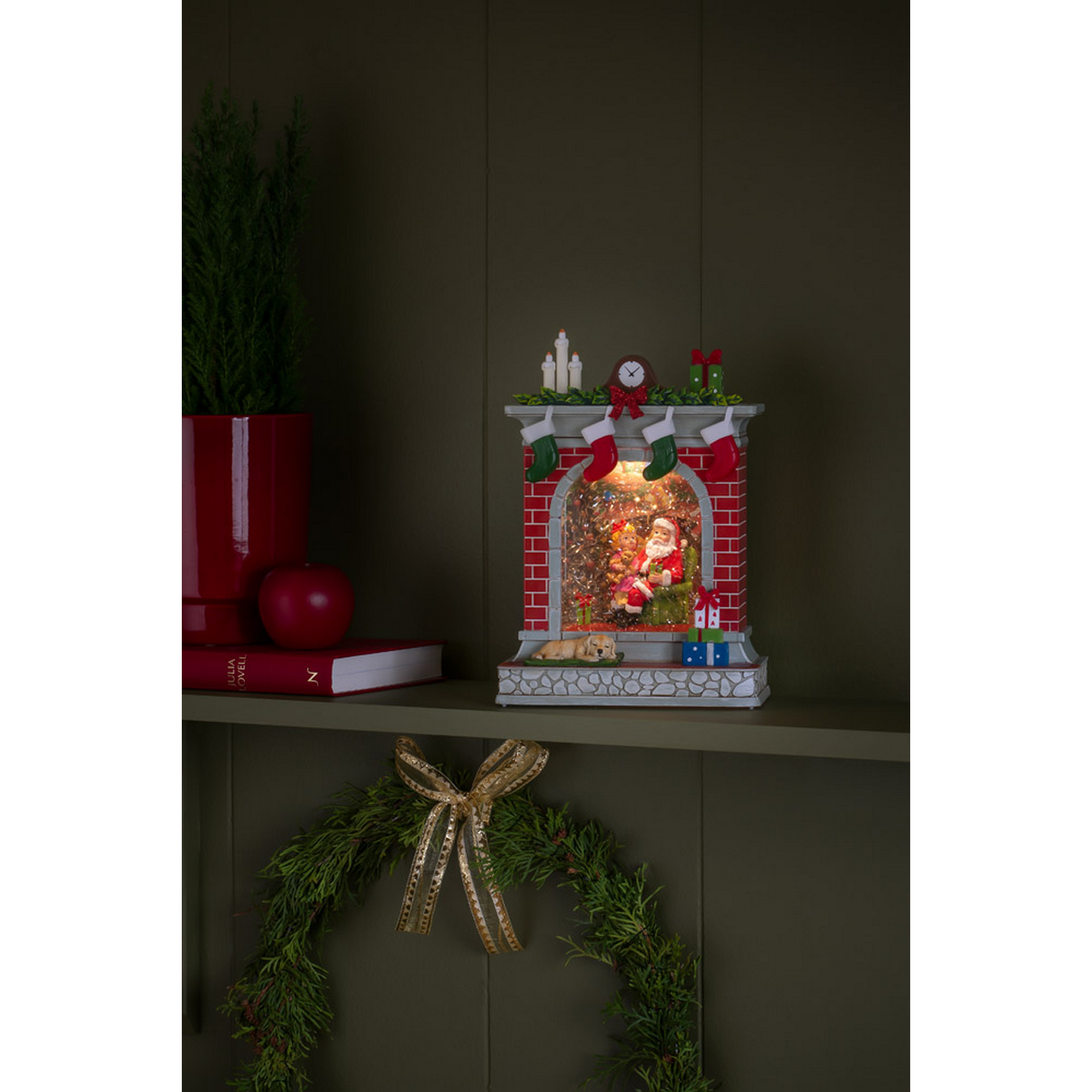 LED-Wasserlaterne 'Kamin mit Weihnachtsmann und Mädchen' 1 LED warmweiß 18 x 10 cm + product picture