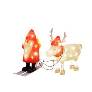 LED-Acryl 'Weihnachtsmann und Rentier' 40 LEDs warmweiß 23 x 23,5 cm