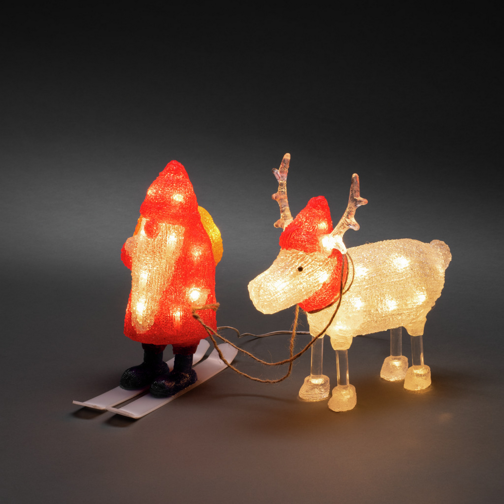 LED-Acryl 'Weihnachtsmann und Rentier' 40 LEDs warmweiß 23 x 23,5 cm + product picture
