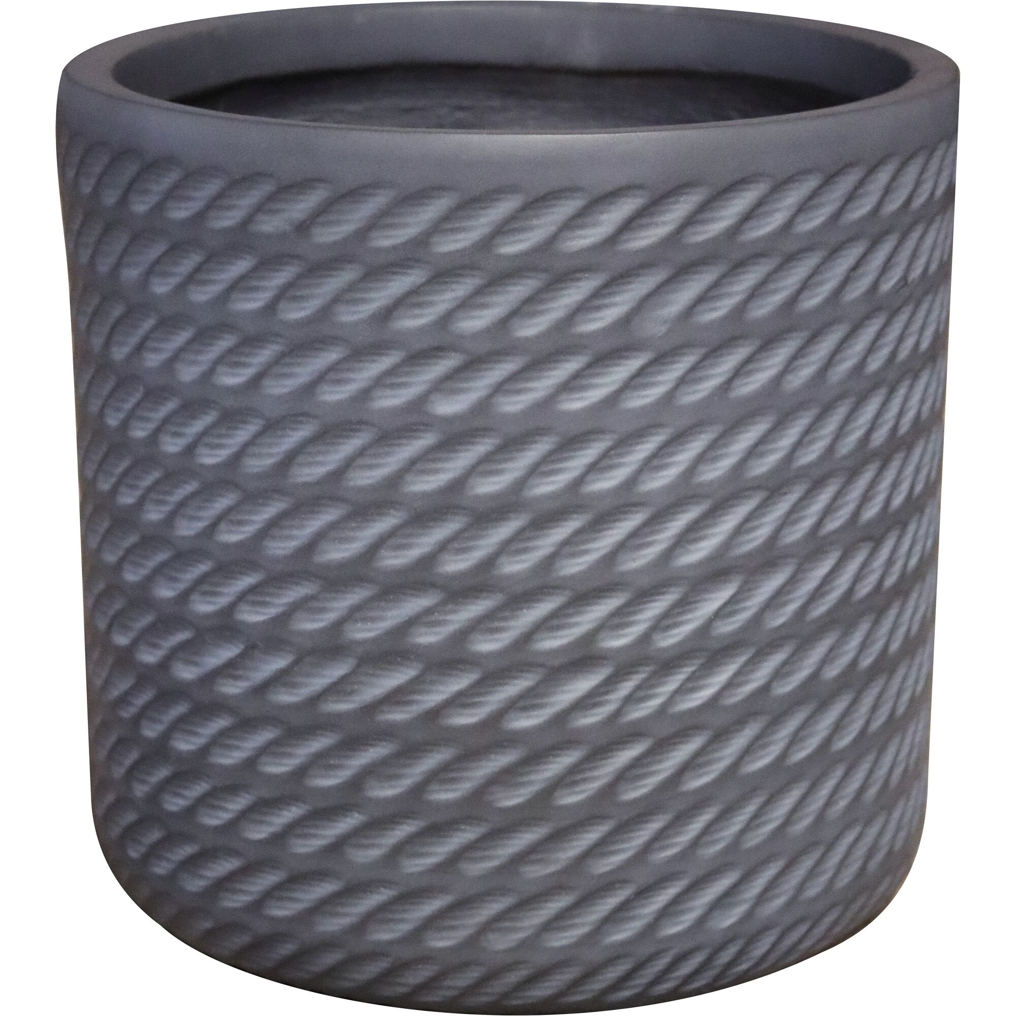 Graues Pflanzgefäß Pacaya mit Seilprägung