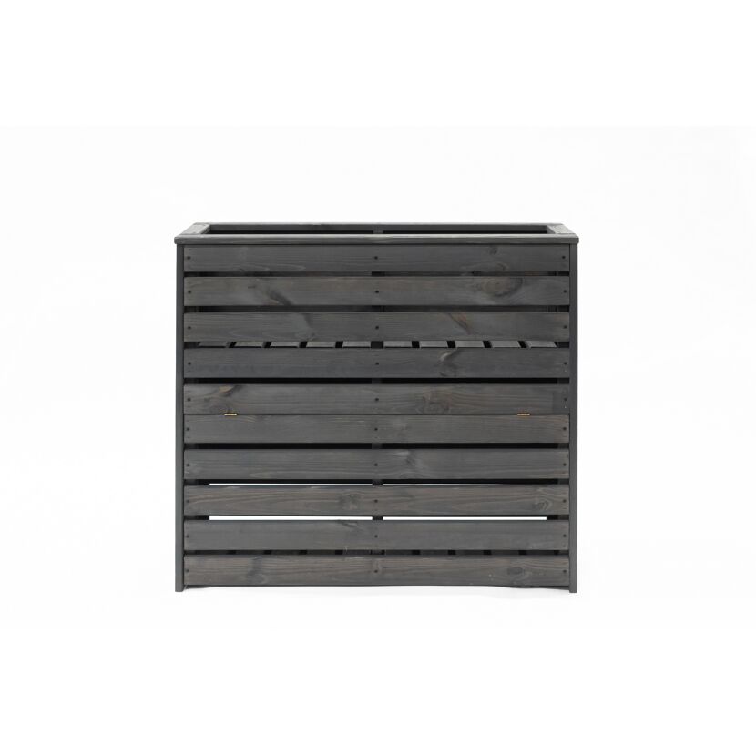 Pflanzkasten 'Solo' Holz grau mit Stauraum 100 x 30 x 88 cm