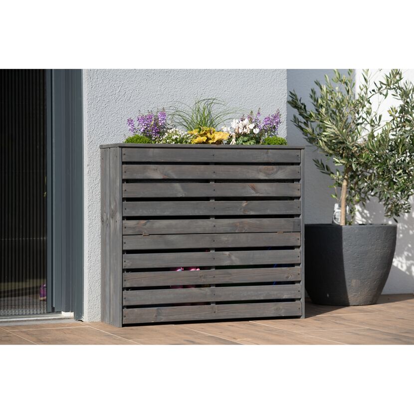 Pflanzkasten 'Solo' Holz grau mit Stauraum 100 x 30 x 88 cm