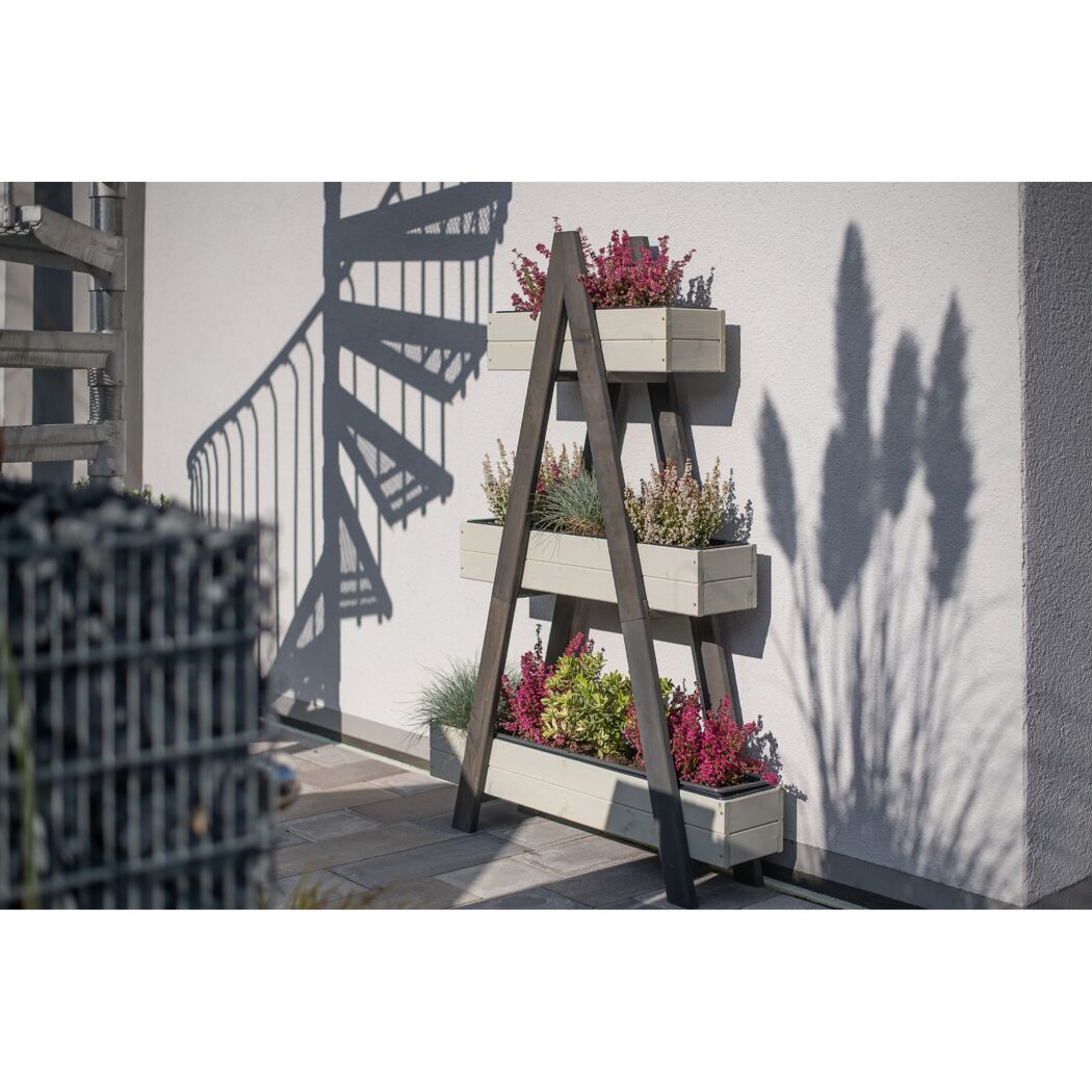 Pflanzenregal 'Ella' Holz grau 101 x 25 x 147 cm
