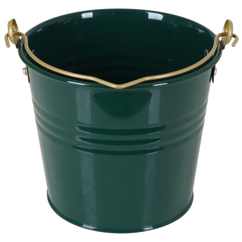 Grüner Metalleimer mit Henkel