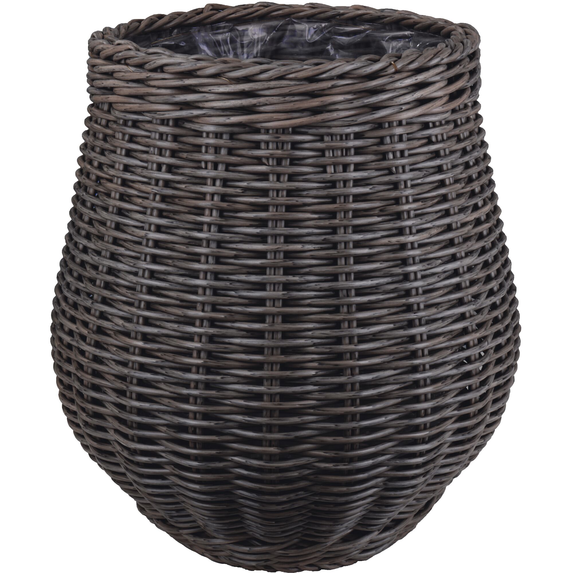 Grauer Korb mit Flechtmuster