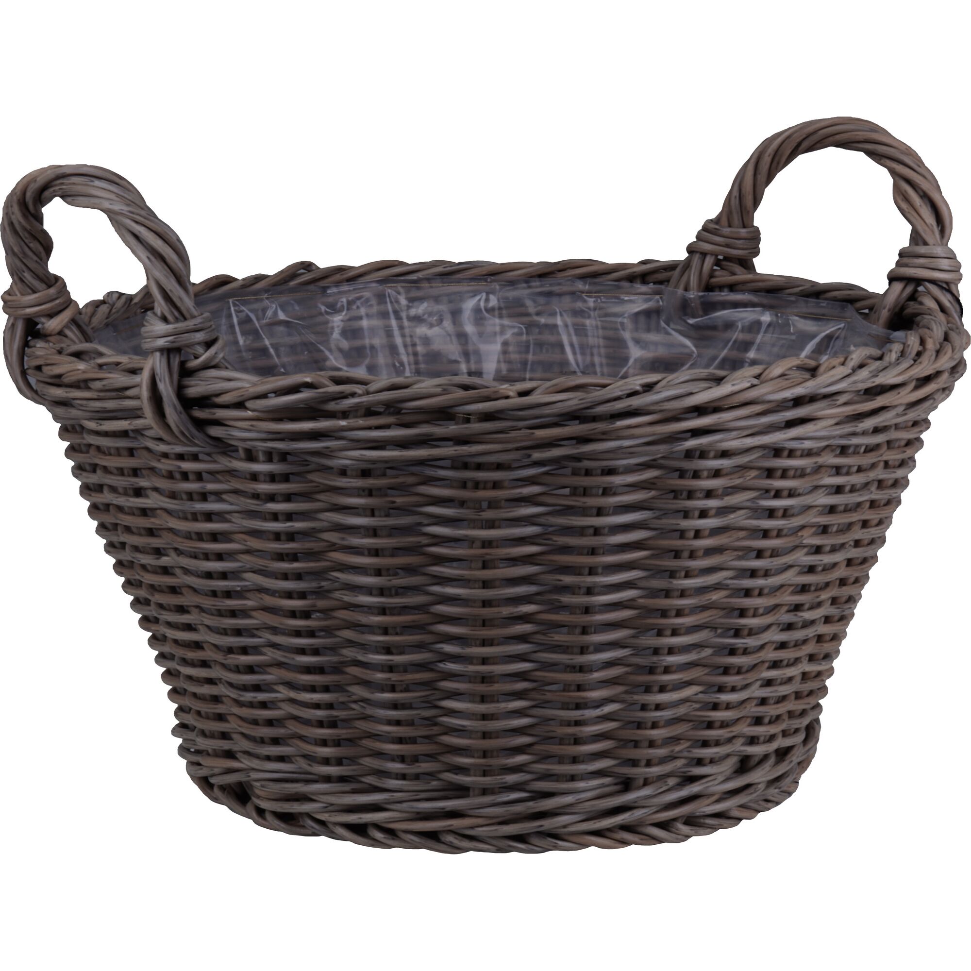 Grauer Korb mit Henkeln