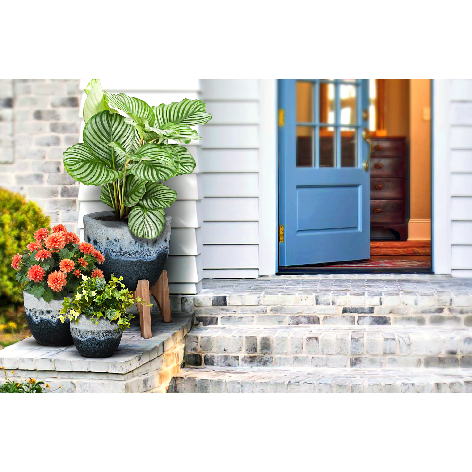 Pflanzgefäß 'Adria' blau Ø 25 x 20 cm