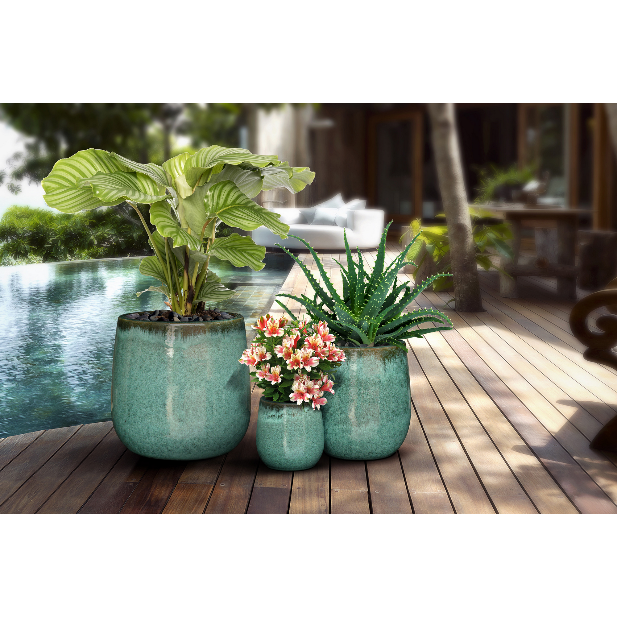 Pflanzgefäß 'Adria' grün Ø 17 x 17 cm