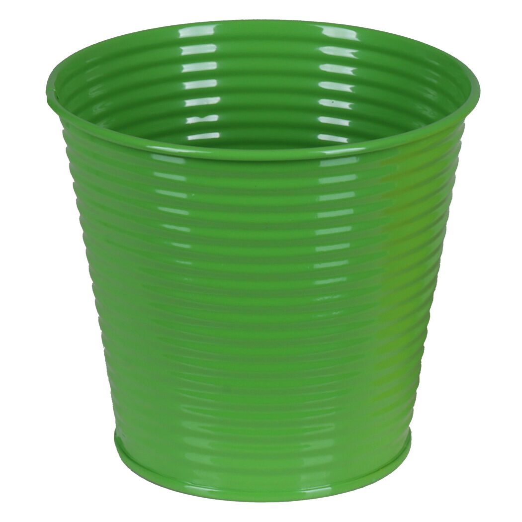 Grüner Zinktopf mit Streifen