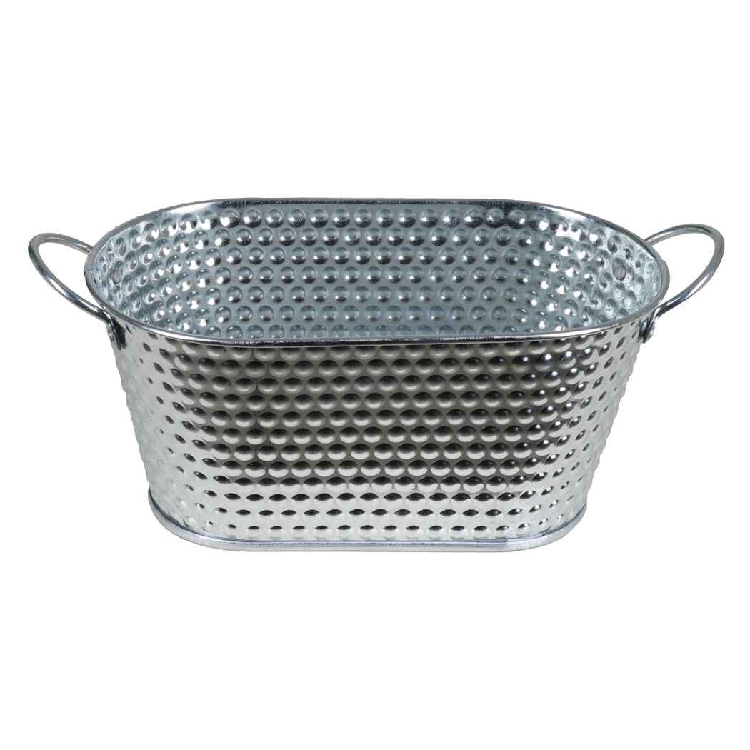 Metalltopf mit Henkeln.