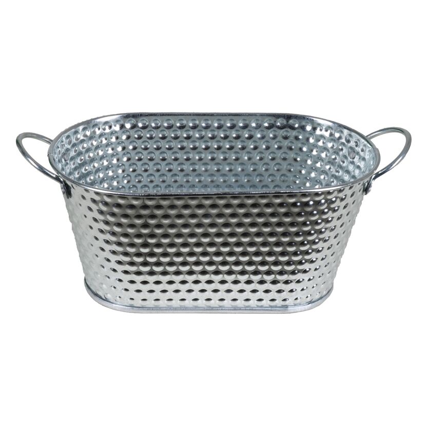 Metalltopf mit Henkeln.