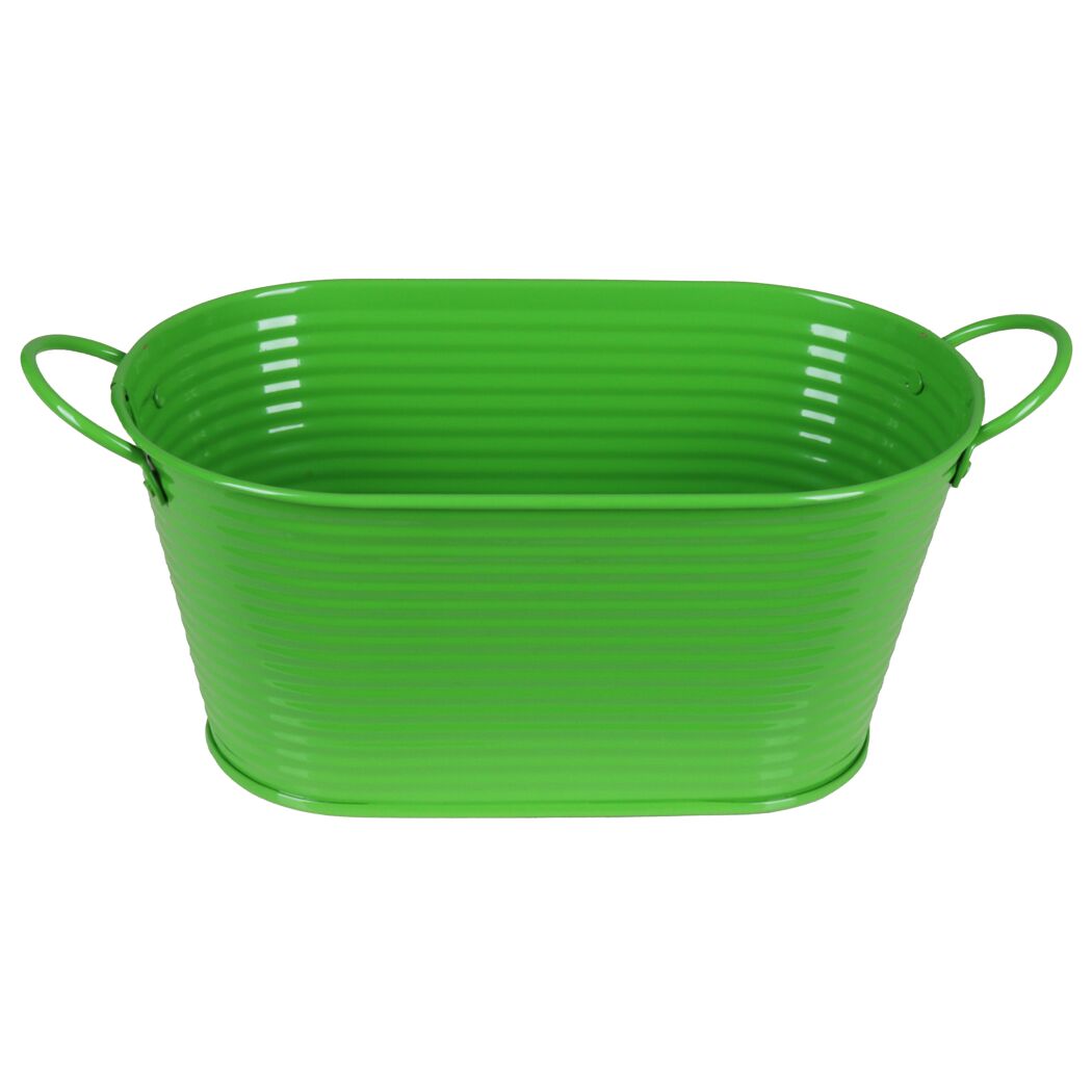 Grüner Zinktopf mit Streifen