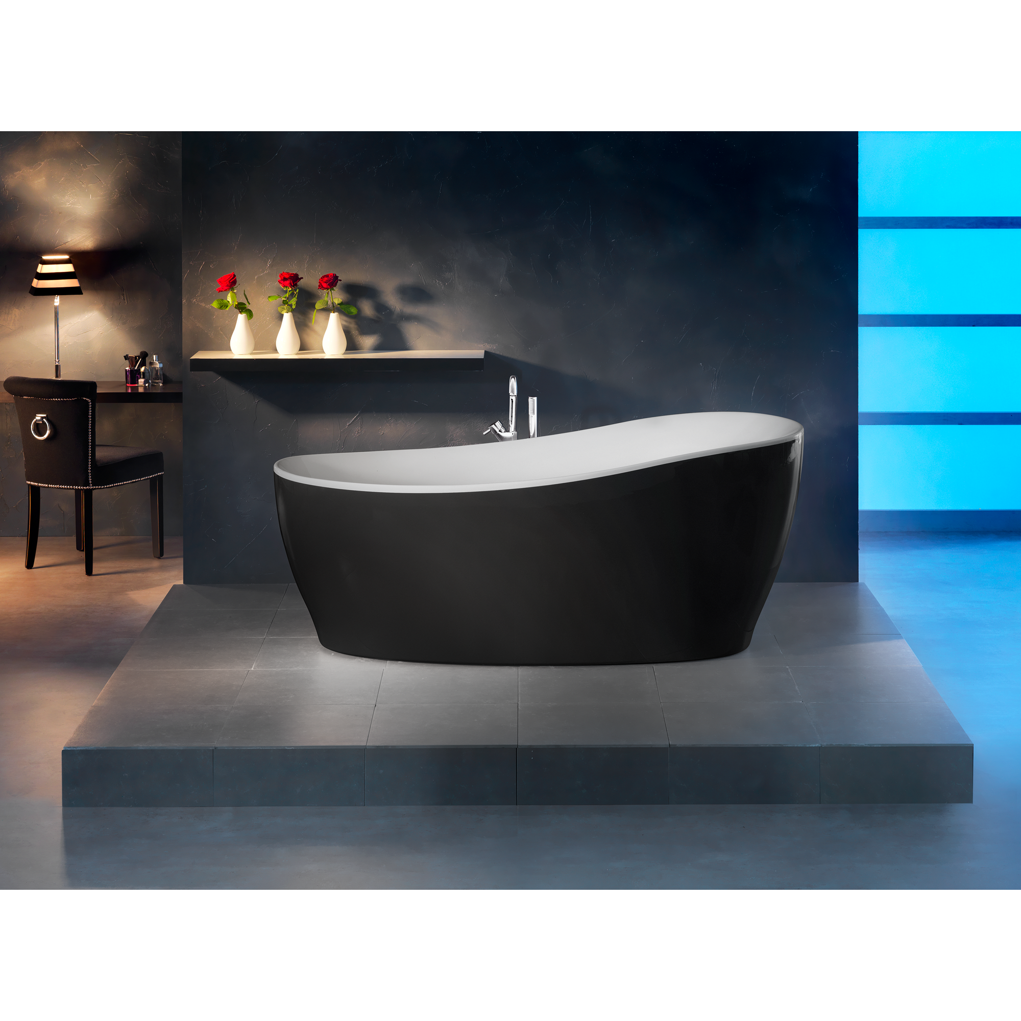 Badewanne 'Aviva' freistehend Sanitäracryl schwarz-weiß 1800 x 850 mm + product picture