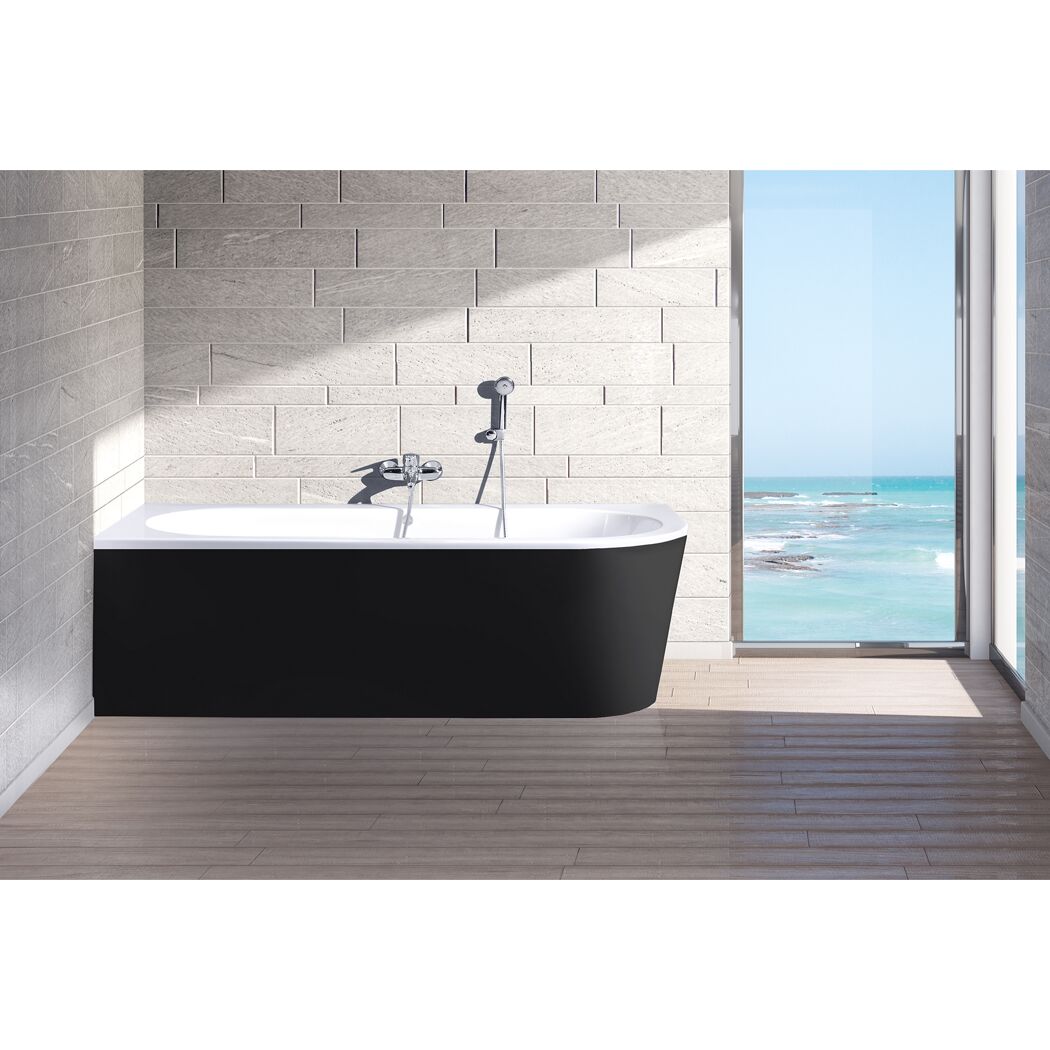 Badewanne 'Modena Corner' rechts 178 x 78 cm schwarz-weiß