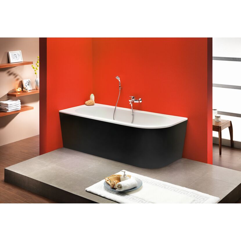 Badewanne 'Modena Corner' rechts 178 x 78 cm schwarz-weiß