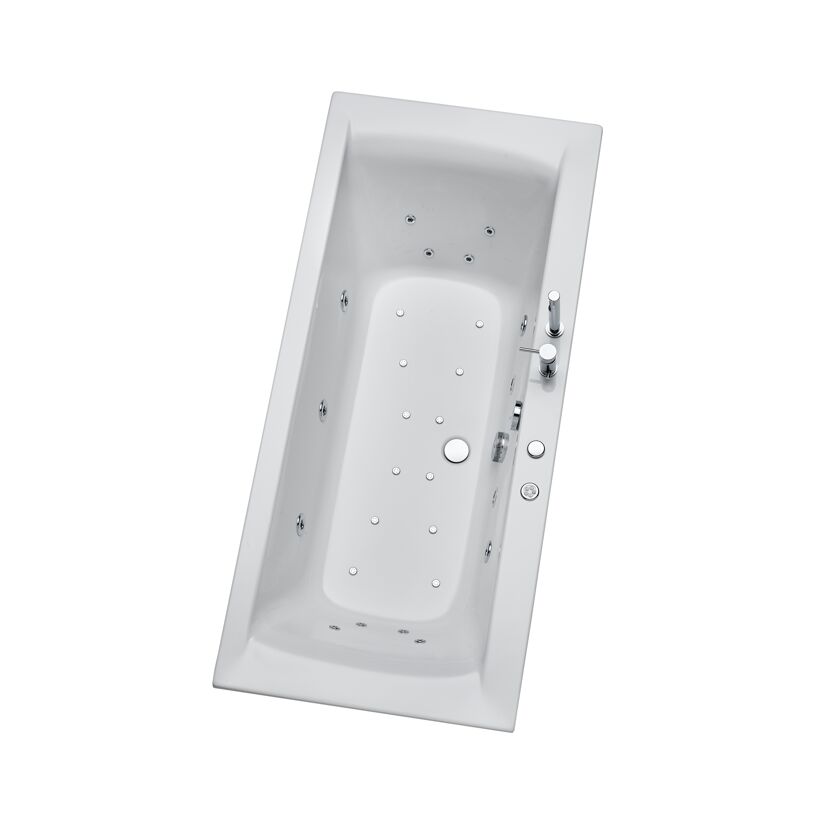 Weiße Badewanne mit Massagedüsen