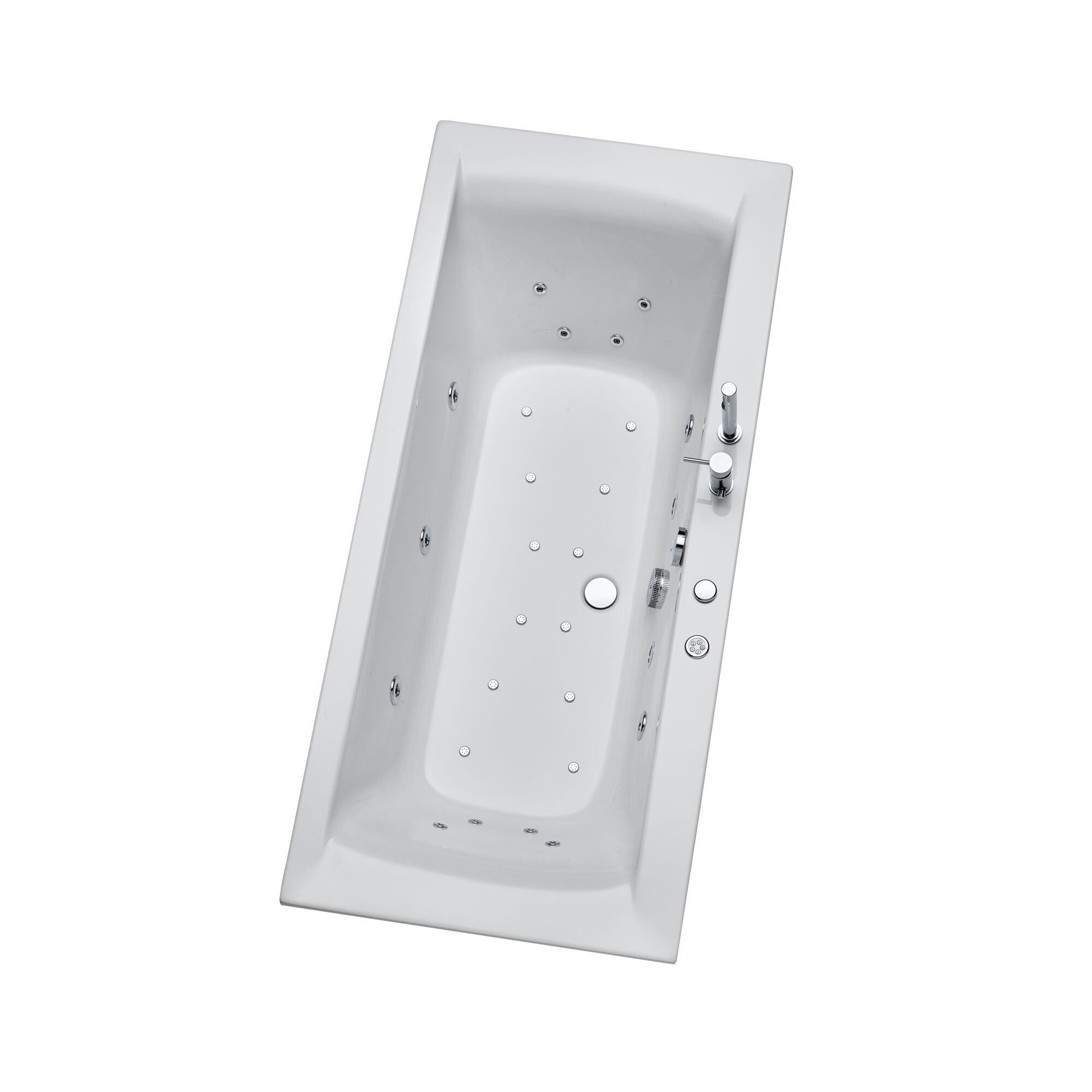 Weiße Badewanne mit Massagedüsen