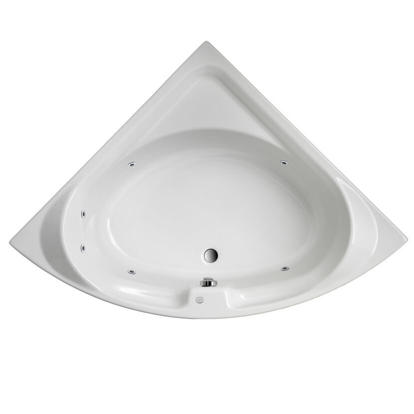 Eckbadewanne in Weiß, Aufsicht