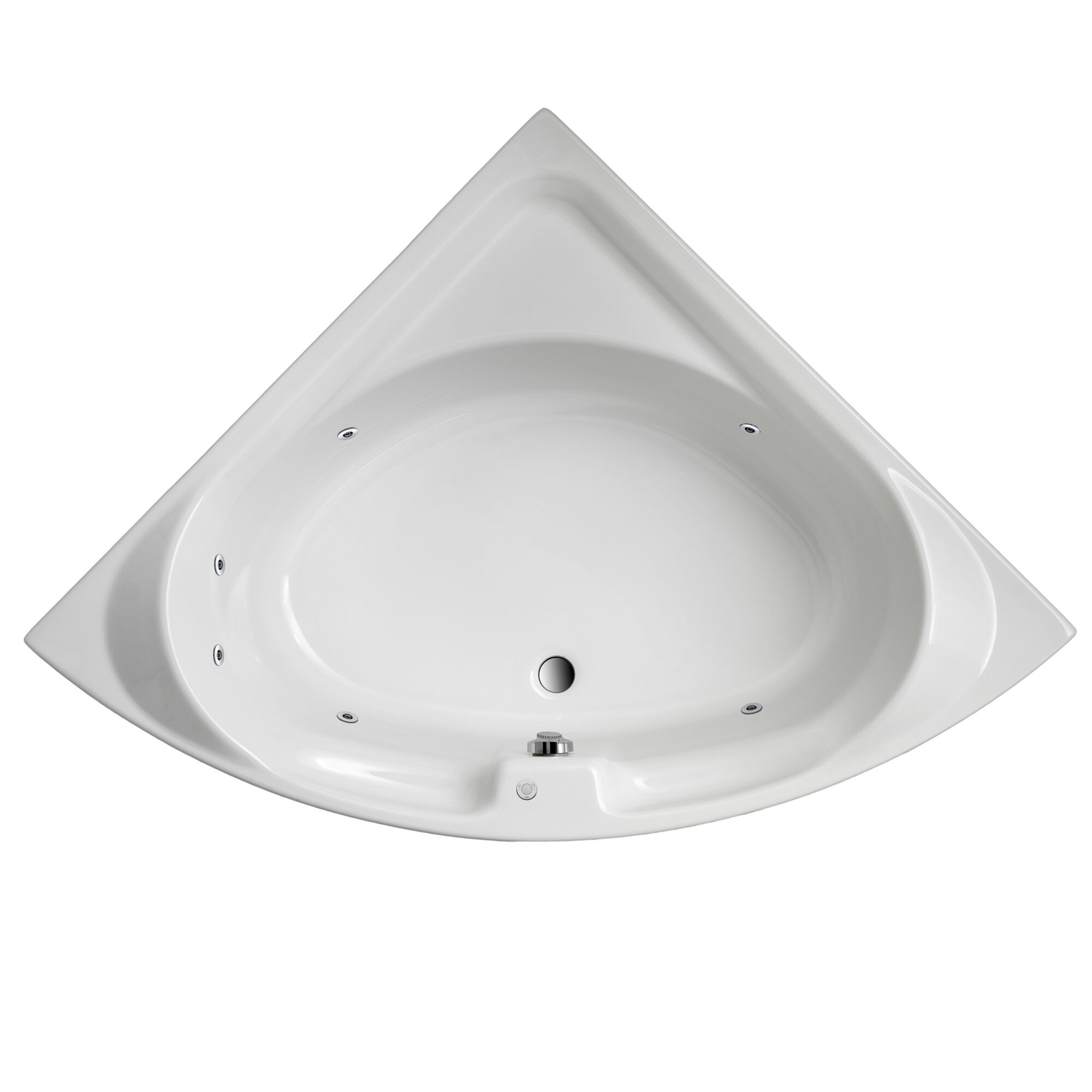 Eckbadewanne in Weiß, Aufsicht