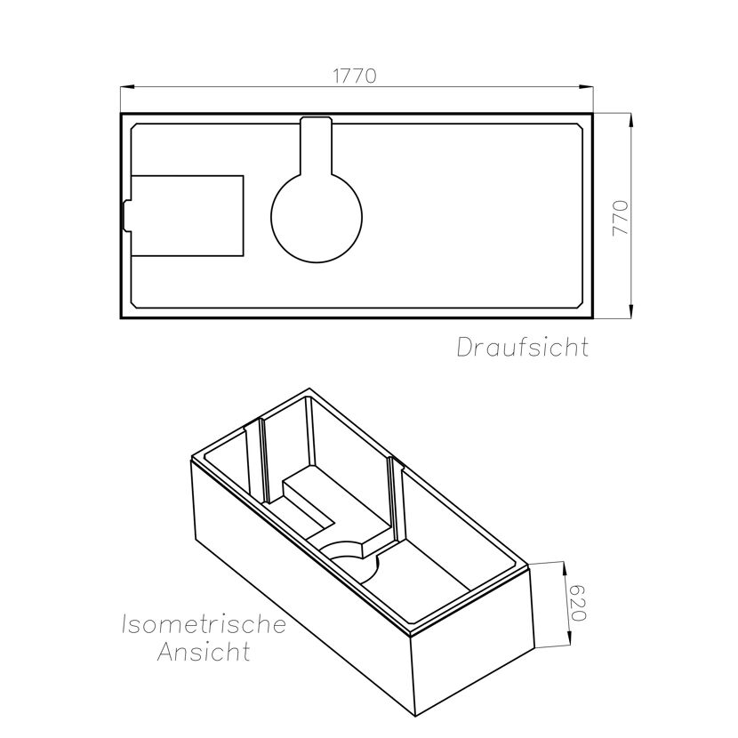 Wannenträger Porta 1800x800mm mit Maßen