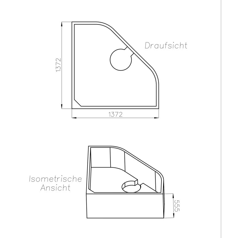 Technischer Zeichnung des Wannenträgers Lucia.