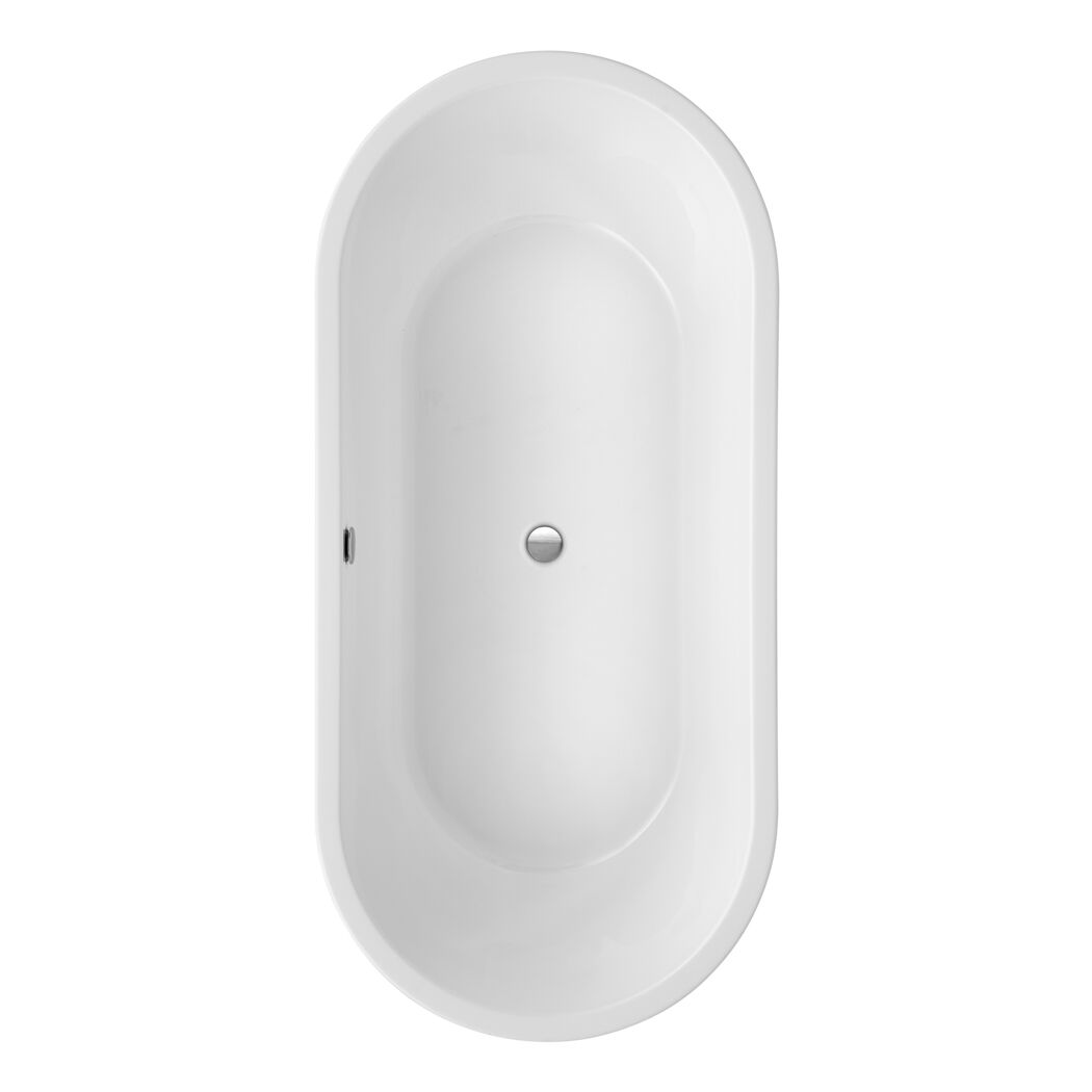 Weiße freistehende Badewanne, Draufsicht