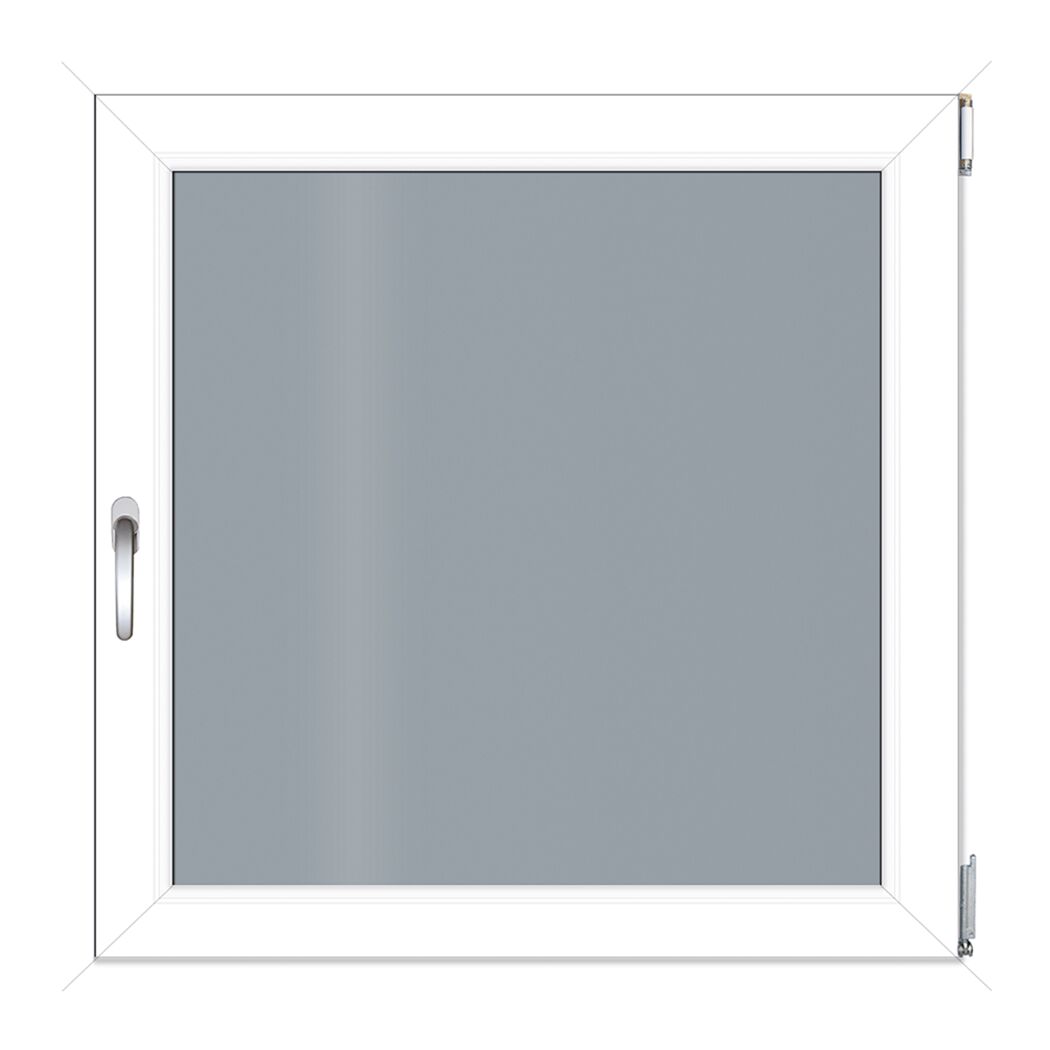 Fenster mit weißem Rahmen und grauem Glas