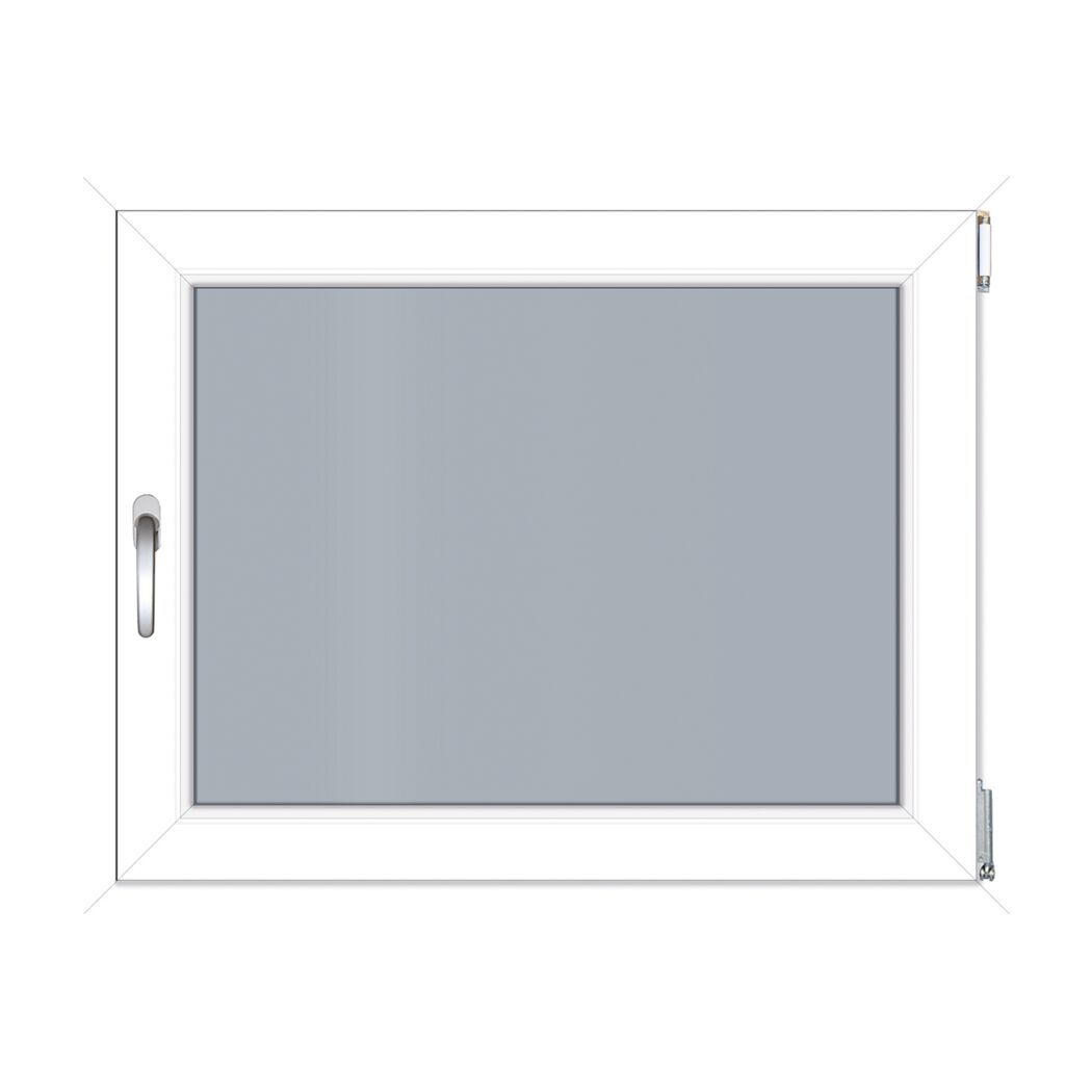 Fenster mit weißem Rahmen und grauem Glas