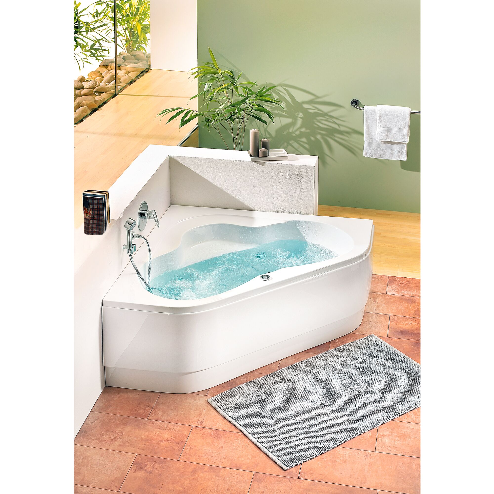 Eckbadewanne Lucia weiß mit Whirlpoolsystem Typ 1