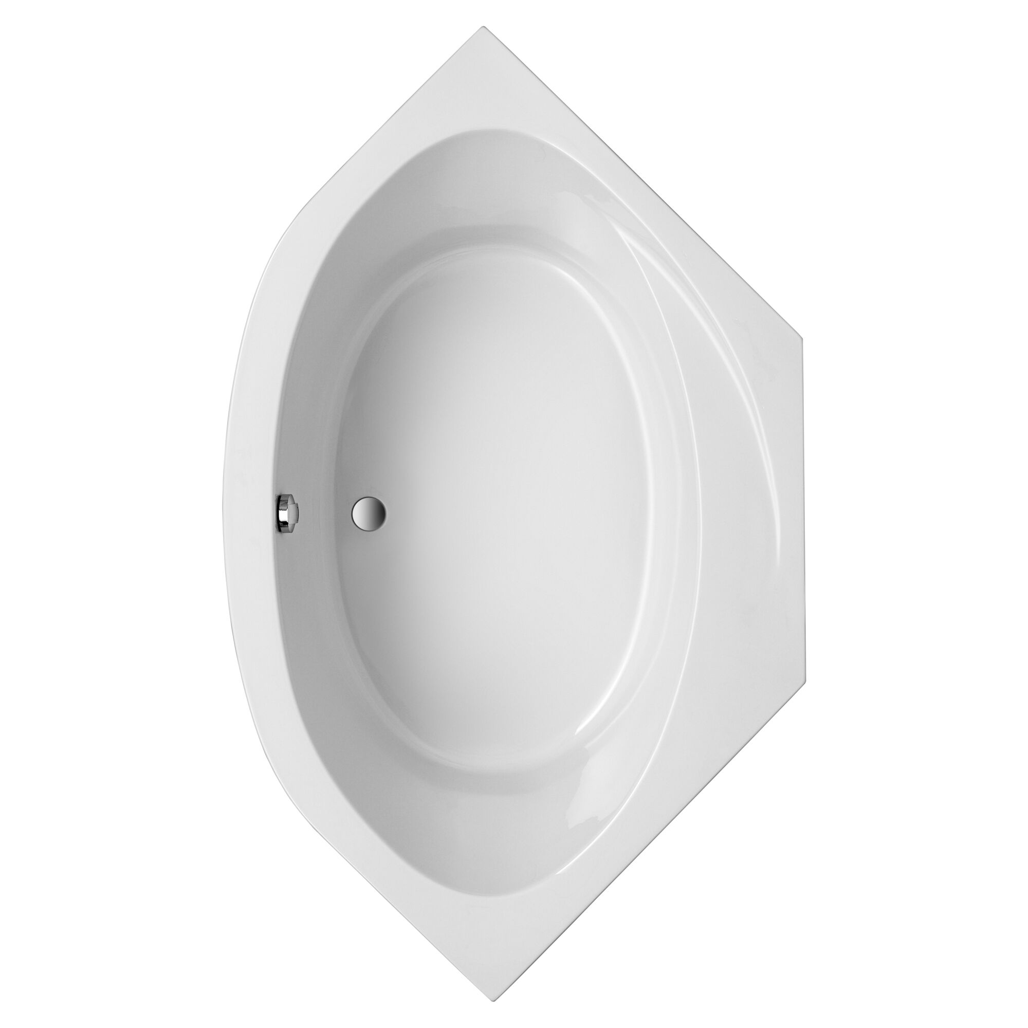 Weiße Eckbadewanne Canary, Draufsicht