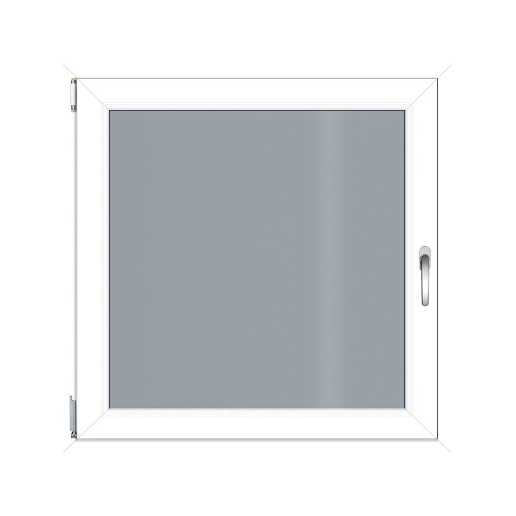 Weißes Fenster mit grauer Scheibe