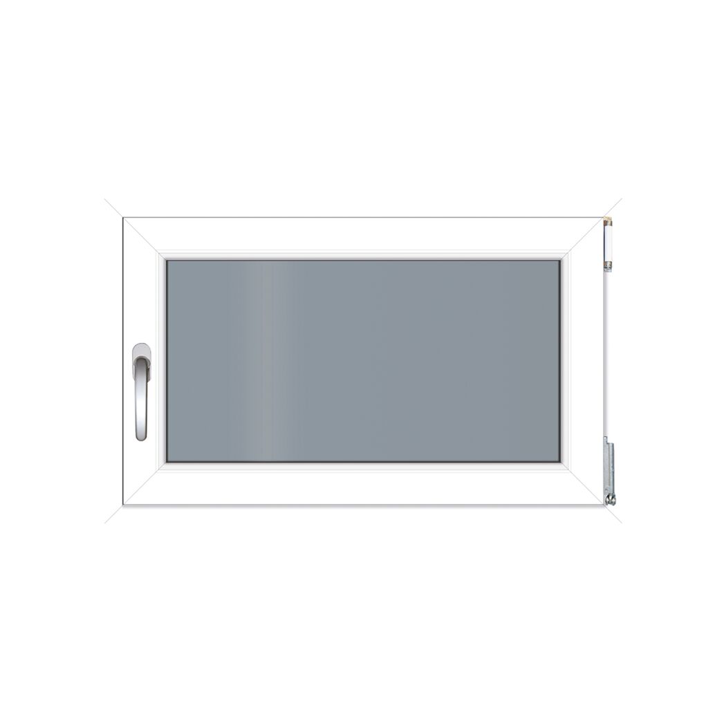 Weißes Fenster mit grauer Scheibe