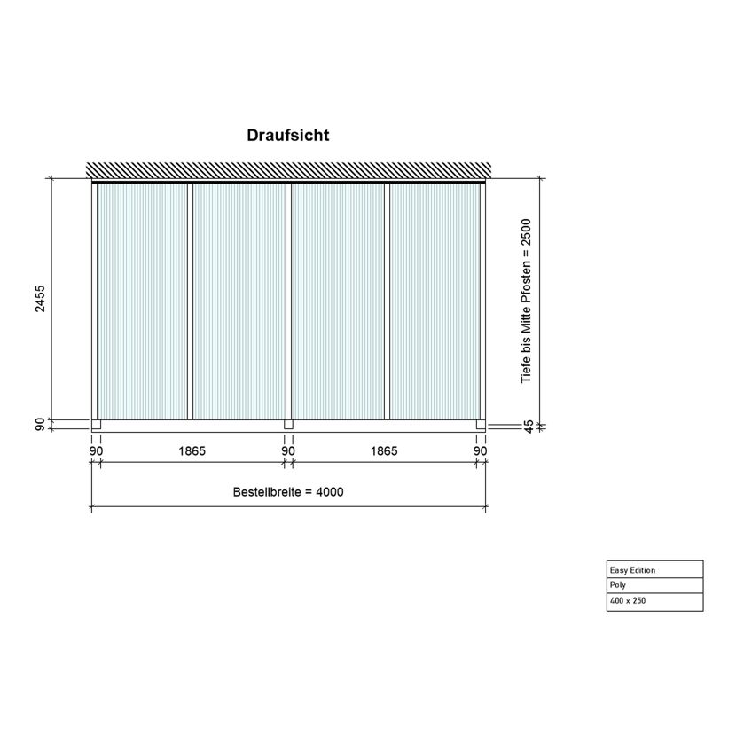 Terrassenüberdachung 'Easy Edition' 400 x 250 cm Polycarbonat opal weiß