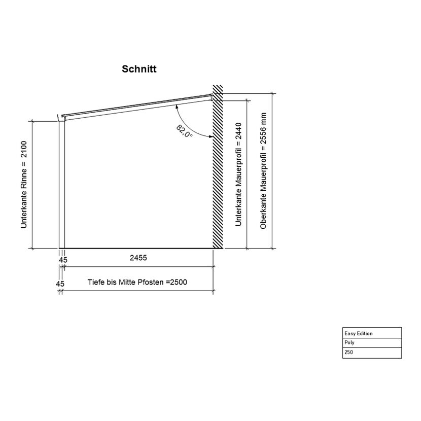 Terrassenüberdachung 'Easy Edition' 400 x 250 cm Polycarbonat opal weiß