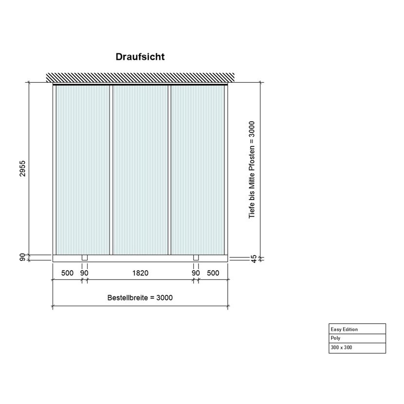 Terrassenüberdachung 'Easy Edition' 300 x 300 cm Polycarbonat opal weiß