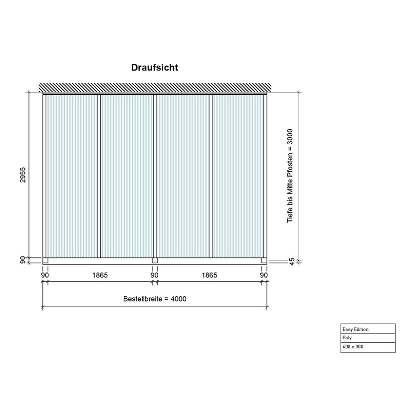 Terrassenüberdachung 'Easy Edition' 400 x 300 cm Polycarbonat opal weiß