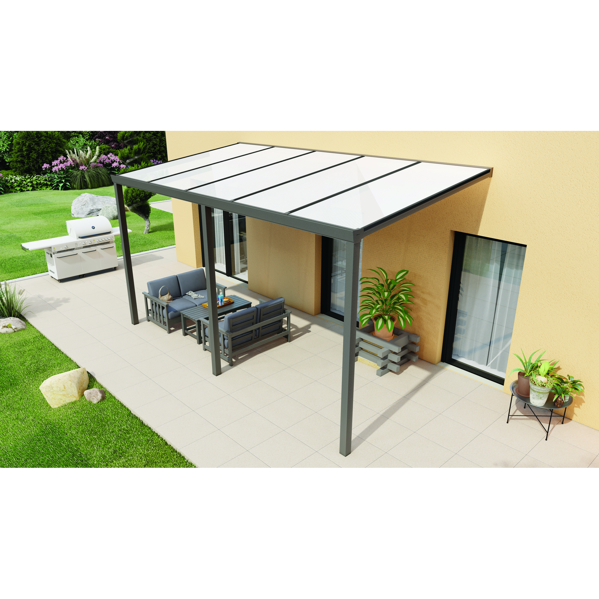 Terrassenüberdachung 'Easy Edition' PC-Opal, anthrazit, 500 x 250 cm + product picture