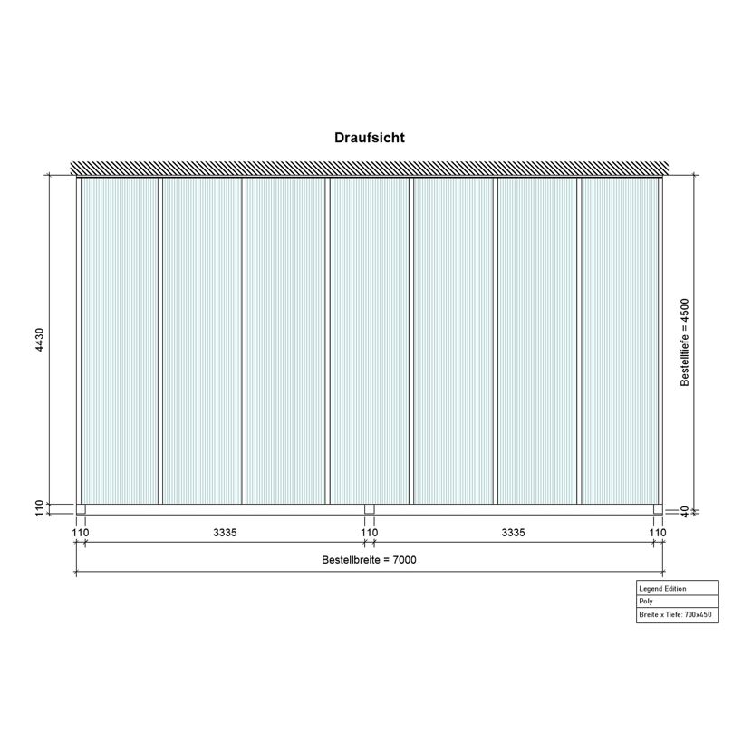 Draufsicht Terrassendach Legend 700 x 450 cm