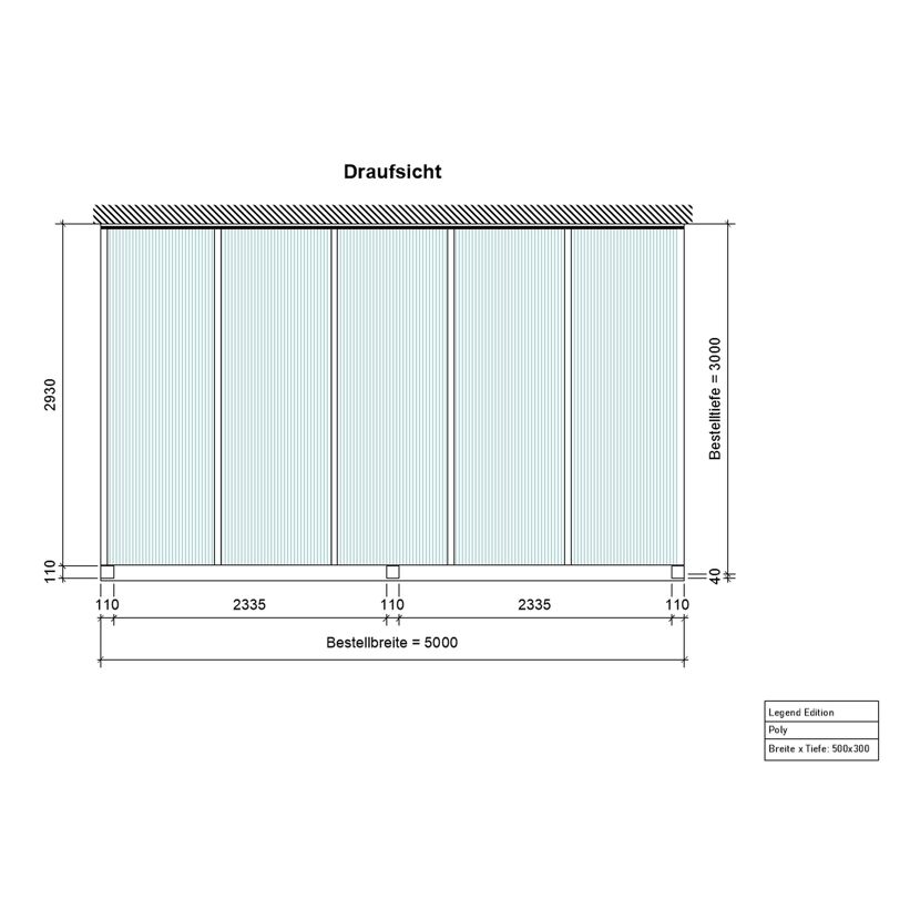 Draufsicht Terrassendach Legend 5x3