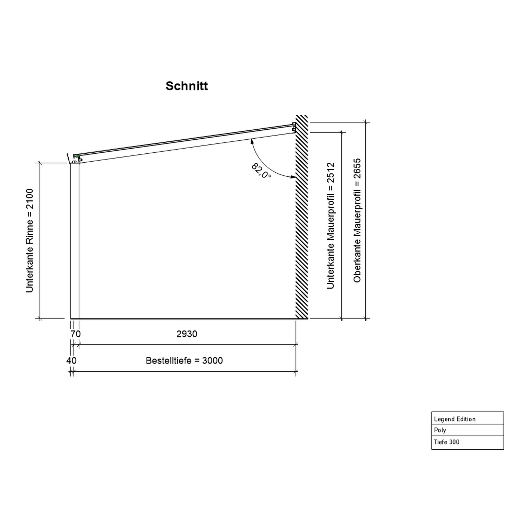 Terrassenüberdachung 'Legend Edition' 700 x 300 cm Polycarbonat opal anthrazit + product picture