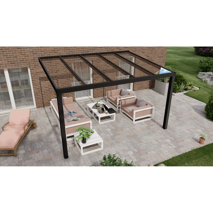 Terrassendach Legend mit Gartenmöbeln und Sonnenschutz