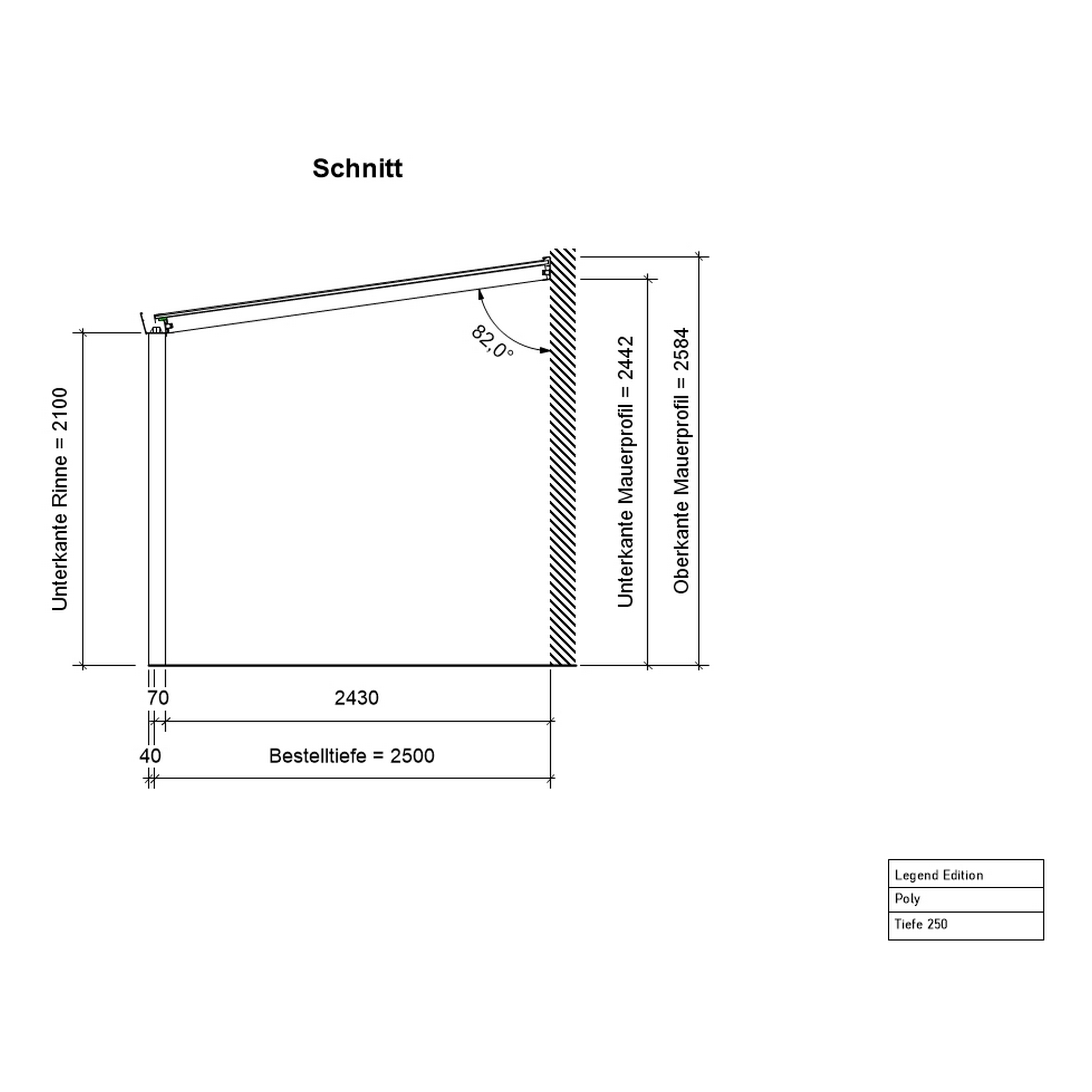 Terrassenüberdachung 'Legend Edition' 600 x 250 cm Verbundsicherheitsglas klar anthrazit + product picture