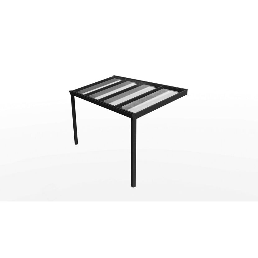 Schwarzes Terrassendach Legend mit transparentem Dach