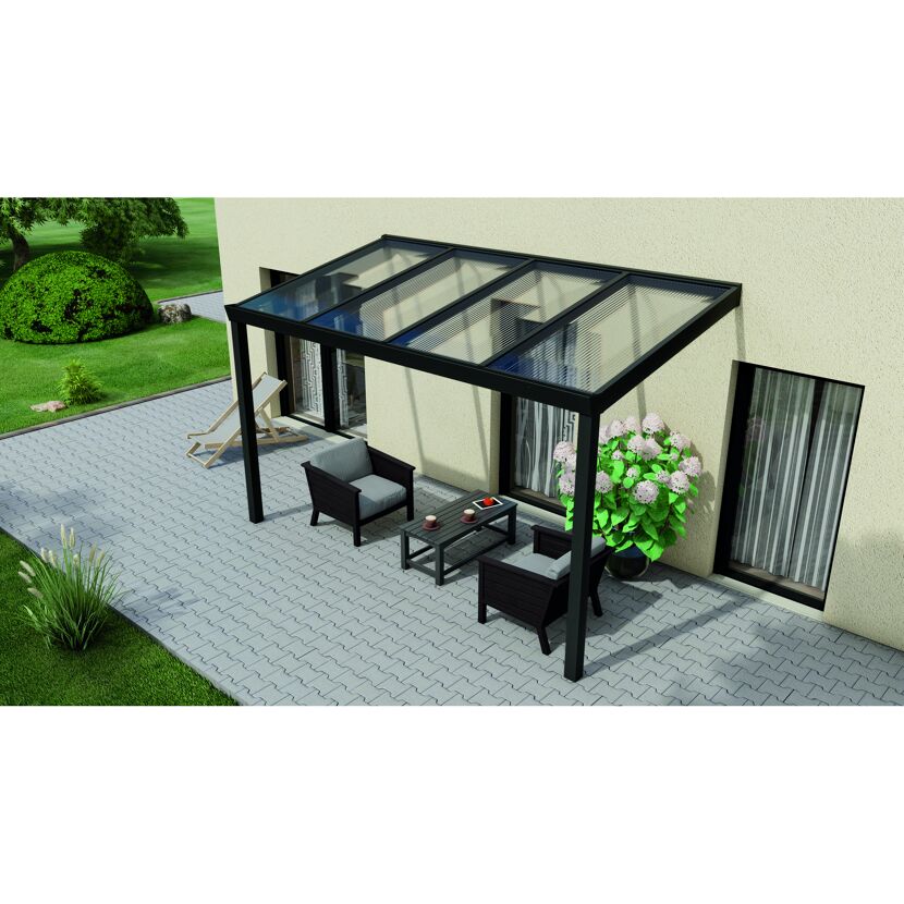 Terrassendach Legend mit Gartenmöbeln