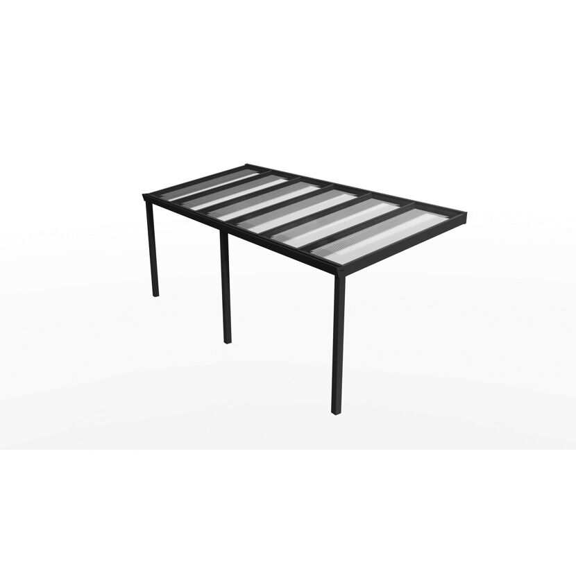 Schwarzes Terrassendach Legend mit transparentem Dach