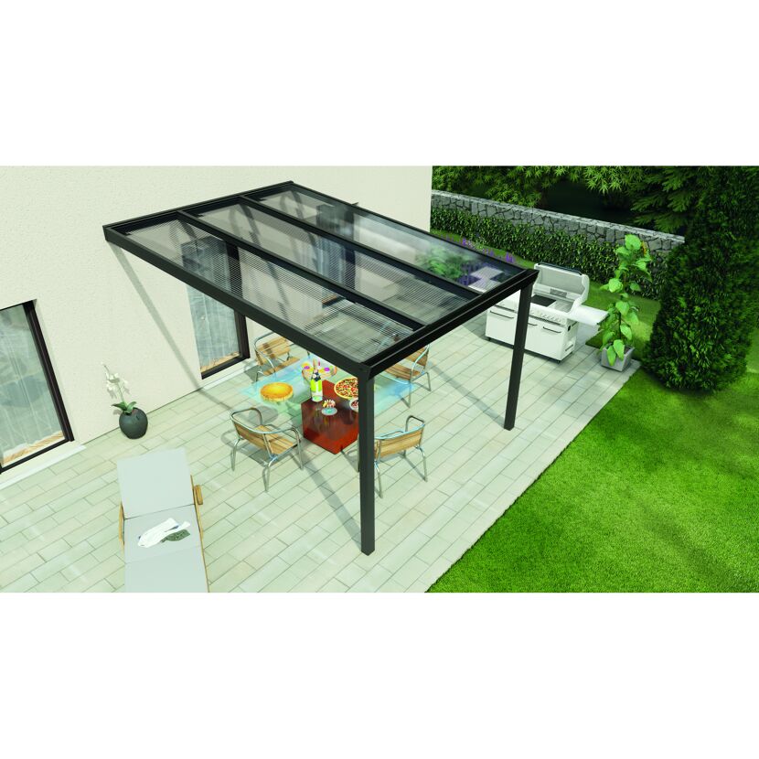 Terrassendach Legend mit Tisch und Stühlen
